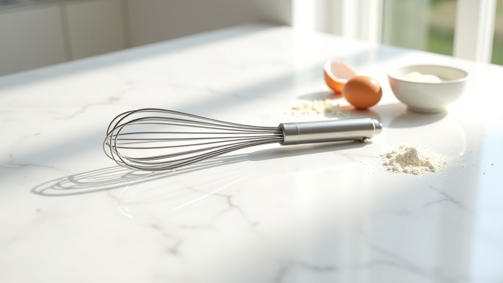 Nettoyage d'un fouet en acier avec une petite brosse et un bol d'eau chaude