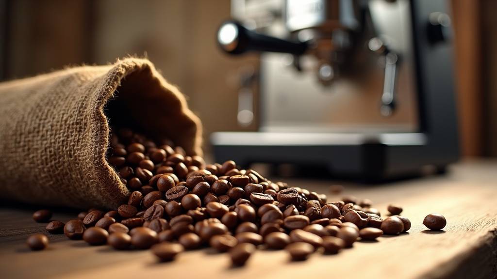 Grains de café Cellini 100% Arabica dans un sachet transparent