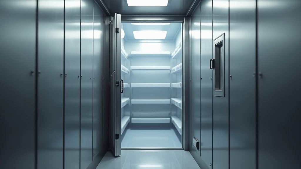 Chambre froide négative professionnelle avec porte coulissante et système de ventilation