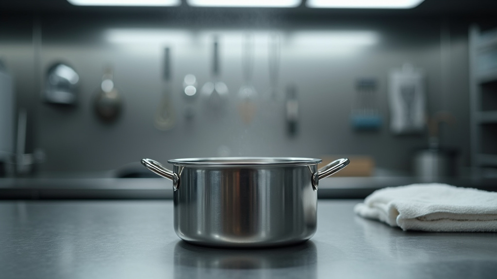 Bac en inox professionnel dans une cuisine restaurant avec ustensiles de nettoyage