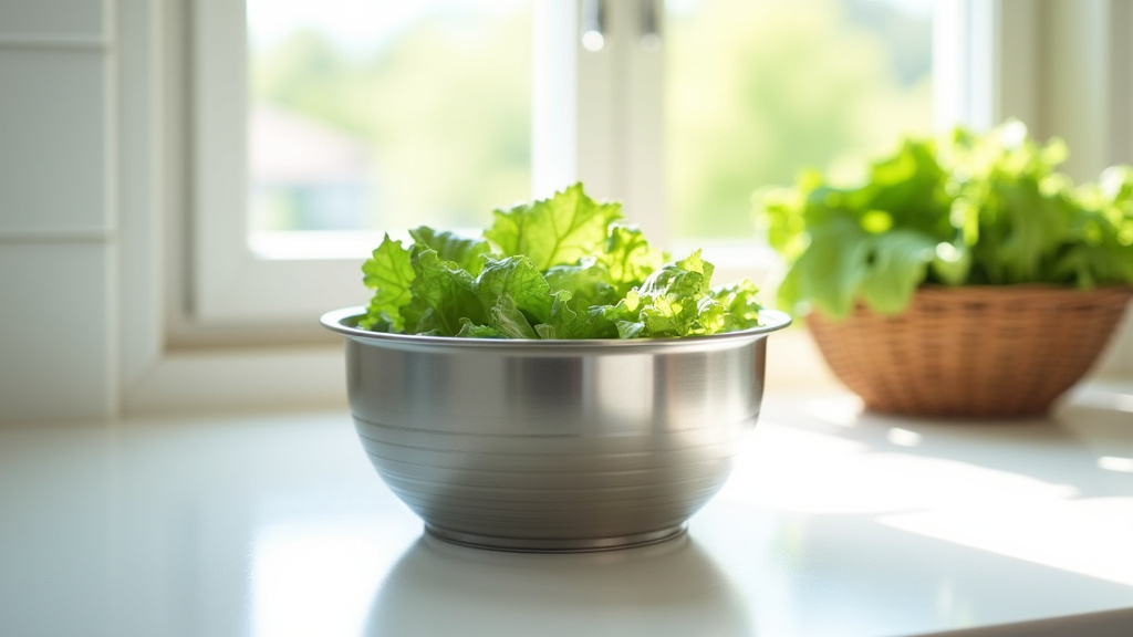 Essoreuse à salade moderne en action avec des feuilles de salade parfaitement sèches