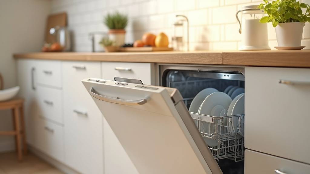 Intérieur d'un lave-vaisselle compact montrant une organisation optimisée pour les couverts