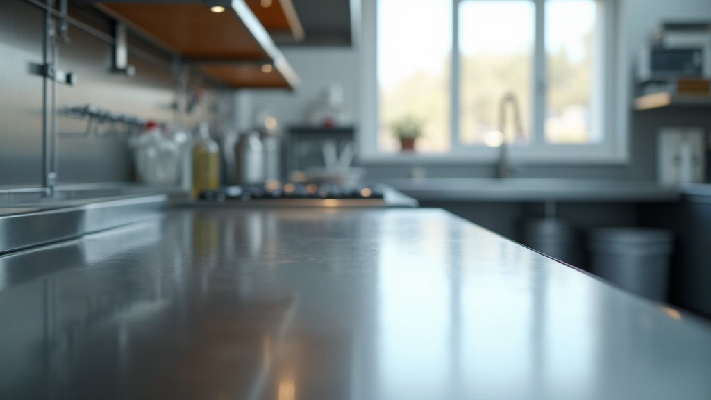 Comparaison de différentes tables inox professionnelles dans une cuisine gastronomique