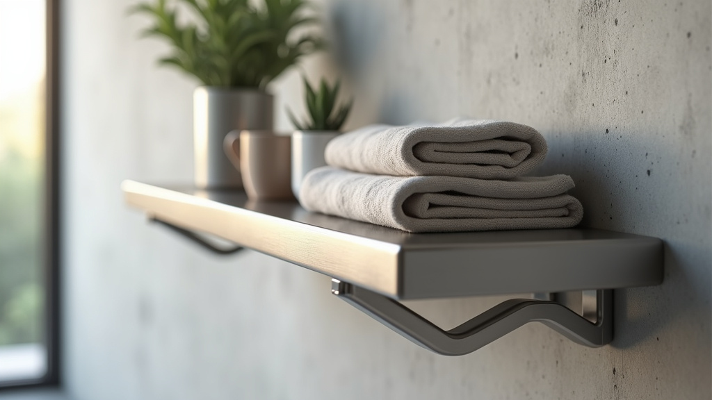 Etagère en inox moderne dans une cuisine professionnelle bien organisée