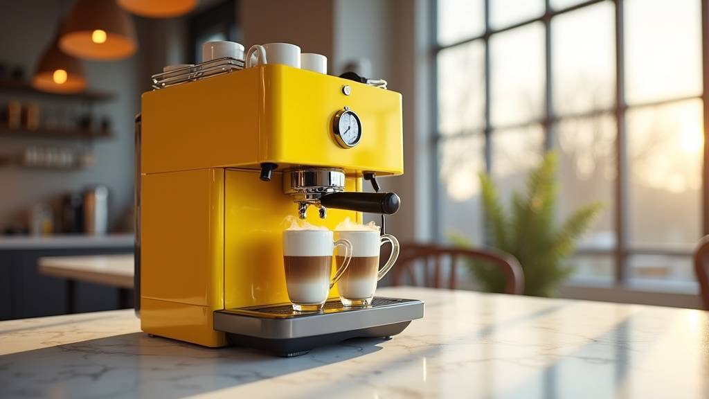 Barista utilisant la machine Conti X-One TCI Tall Cup jaune, mettant en avant l'ergonomie