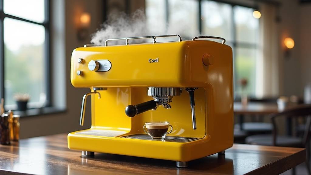 Machine à café Conti X-One TCI Tall Cup jaune dans un environnement de café moderne