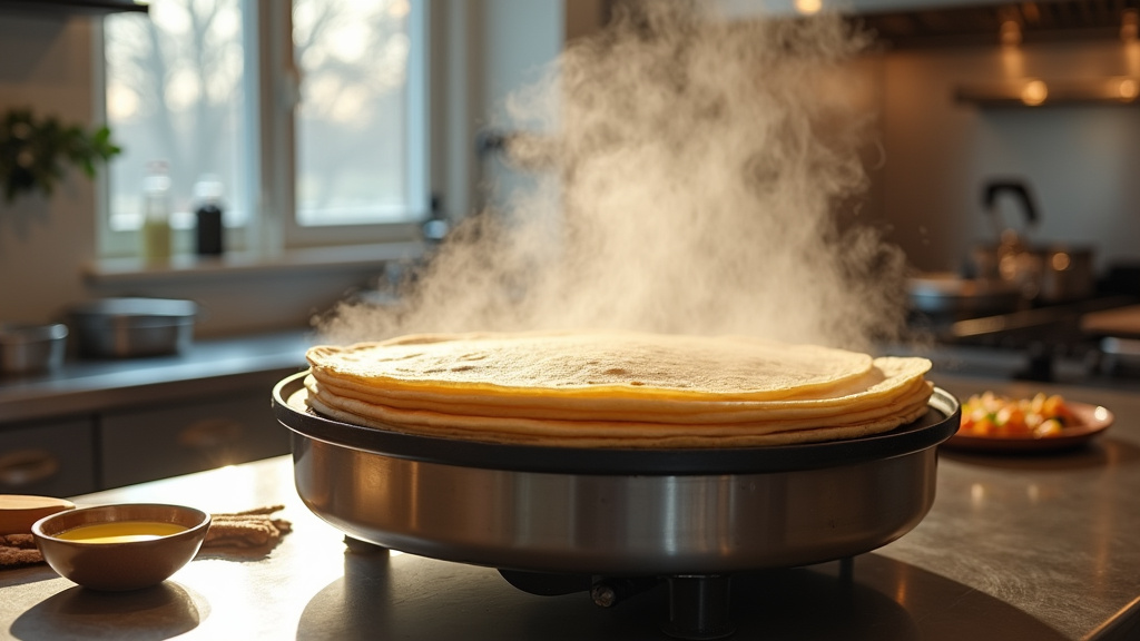 Nettoyage d'une crêpière professionnelle avec ustensiles appropriés