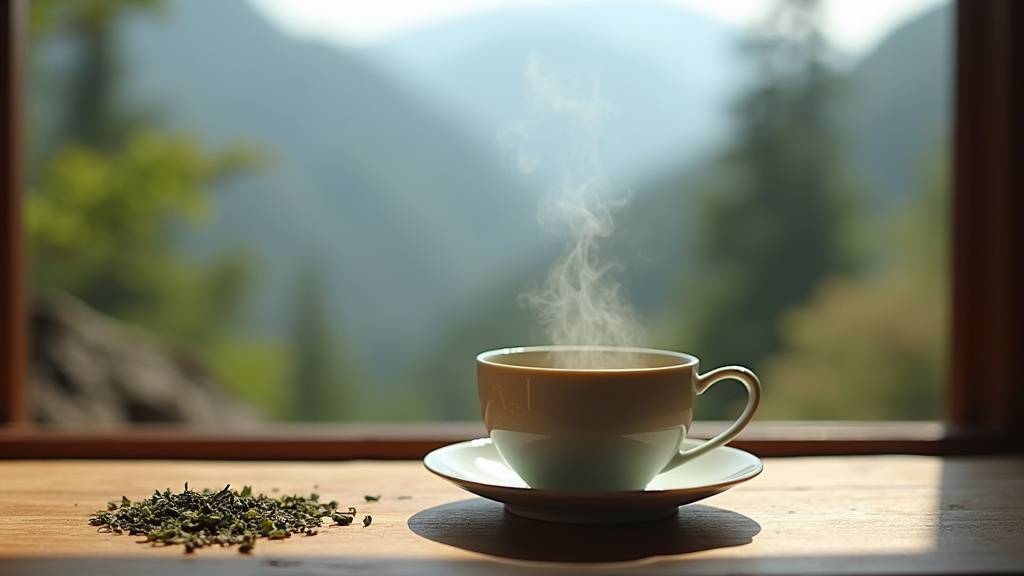 Théière en porcelaine avec eau à température contrôlée pour l'infusion du thé