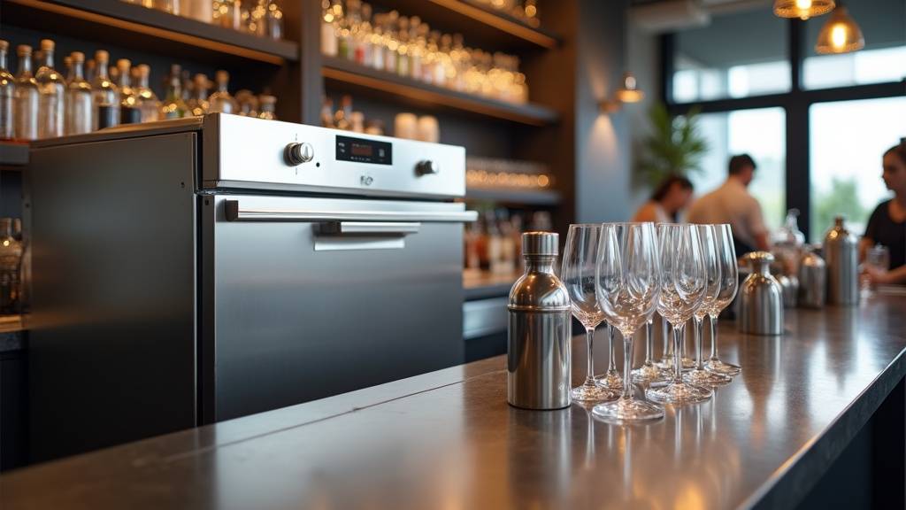 Lave-verres professionnel Smeg UG405DMS en action dans un bar