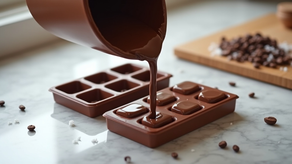 Tablette de chocolat maison brillante sortant d'un moule en polycarbonate