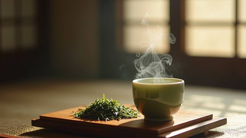 Préparation traditionnelle du thé au Japon avec ustensiles en bois