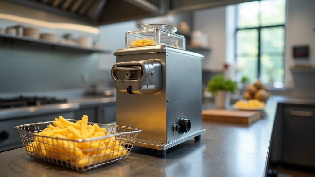 Technique de découpe avec coupe-frites professionnel pour des frites parfaites