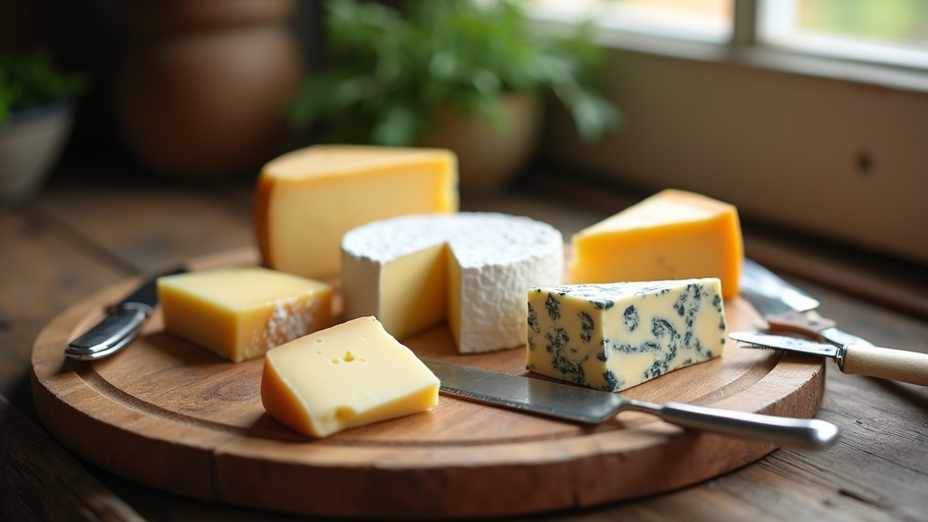 Détail d'un couteau à fromage perforé coupant un camembert avec précision