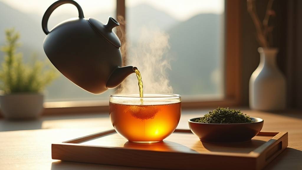 Paysage montagneux de la région de Suwa avec plantations de thé en terrasses